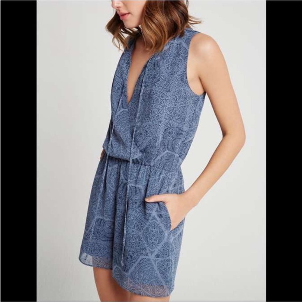 BCBGeneration Blue Pattern Romper - size XS
